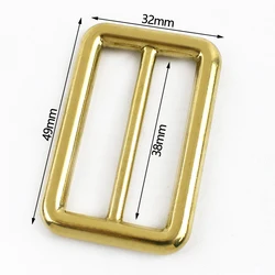 Set of 5 Solid Brass Adjustable Strap Buckles - 5Pcs (Tri - Glide - 38mm)