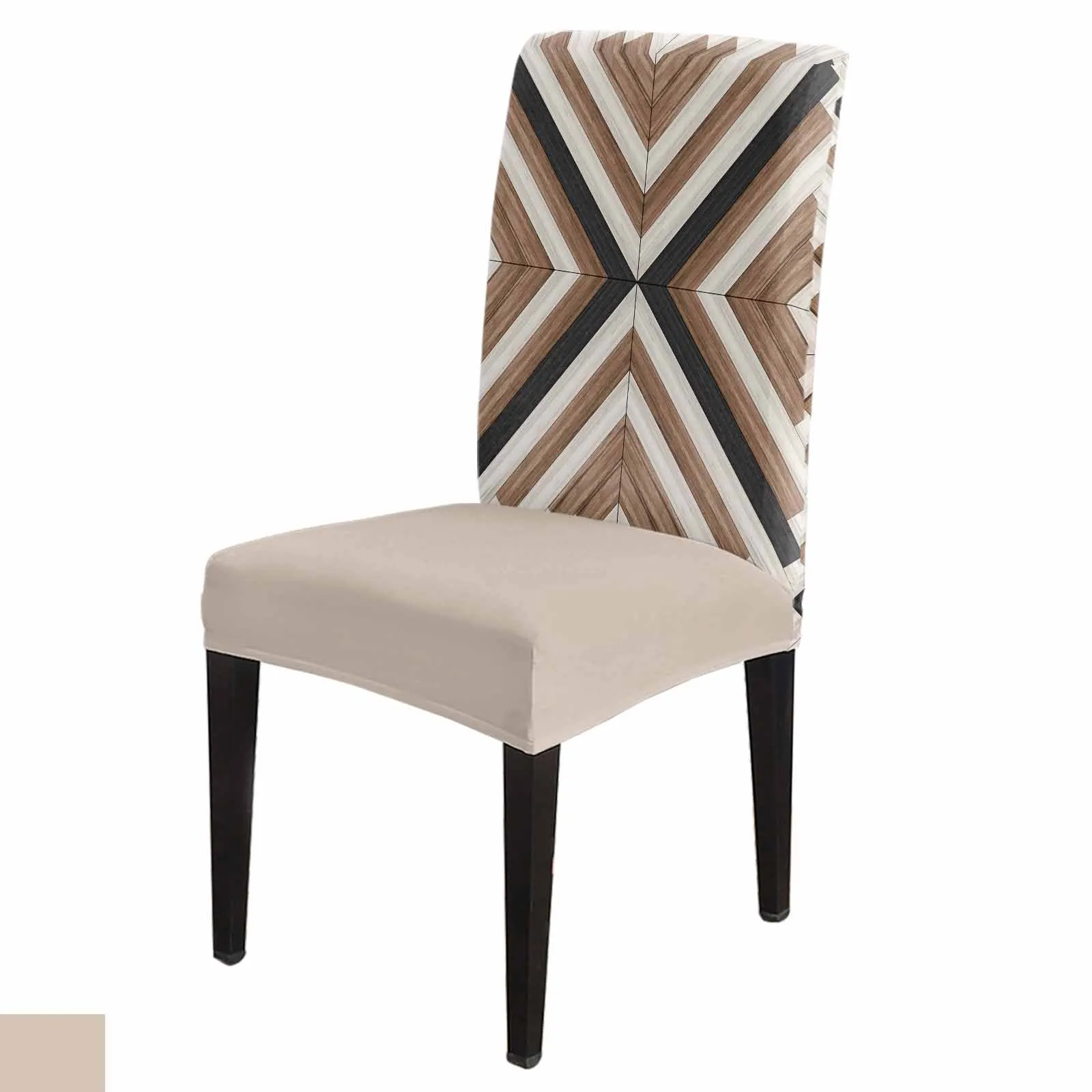 

Aztec Bohemian Wood Texture Dining Chair Covers Spandex Stretch Seat Cover for Wedding Kitchen Banquet Party Seat Case