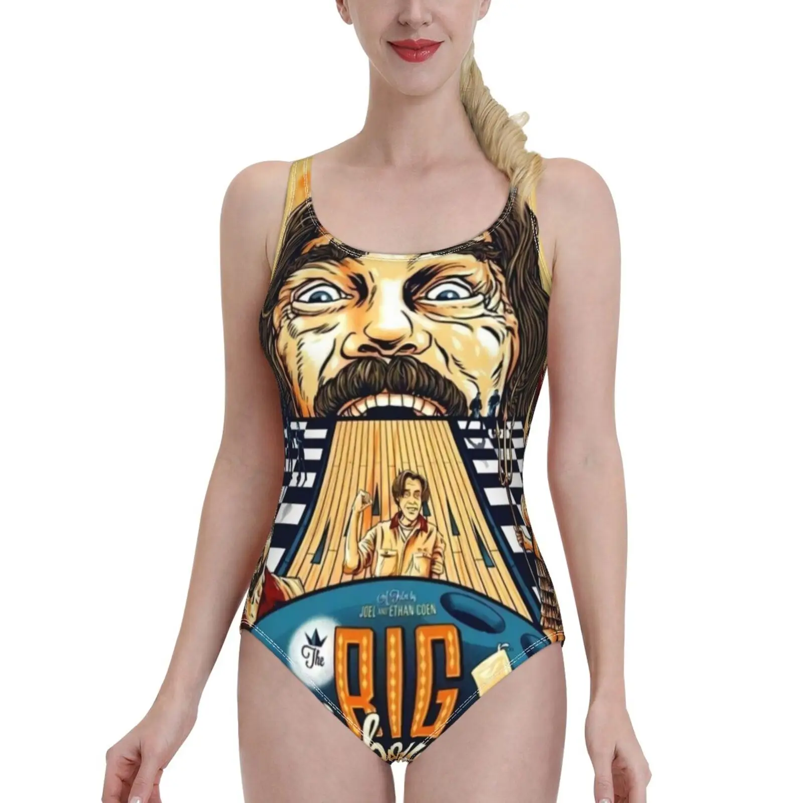 

The Big Lebowski The Dude Giant Picture Art Print Poster One-Piece Swimsuit Women Sexy Monokini Bathing Suits New Girl Beach