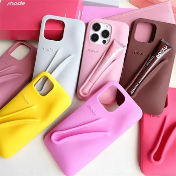 Makeup Brand Lemontini Dopamine Lip Gloss Case for iPhone 15 16 17 ProMax 12 13 14 Air Pro Max Plus Lipstick Holder Phone Cover 1