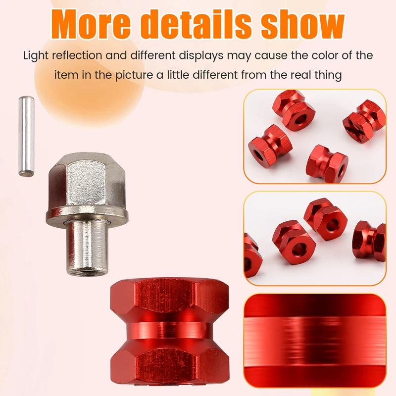 New-4Pcs Aluminum 12Mm Hex Wheel Hub Drive Adaptor Extension Combiner Coupler For 1/10 RC Car Crawler SCX10 D90
