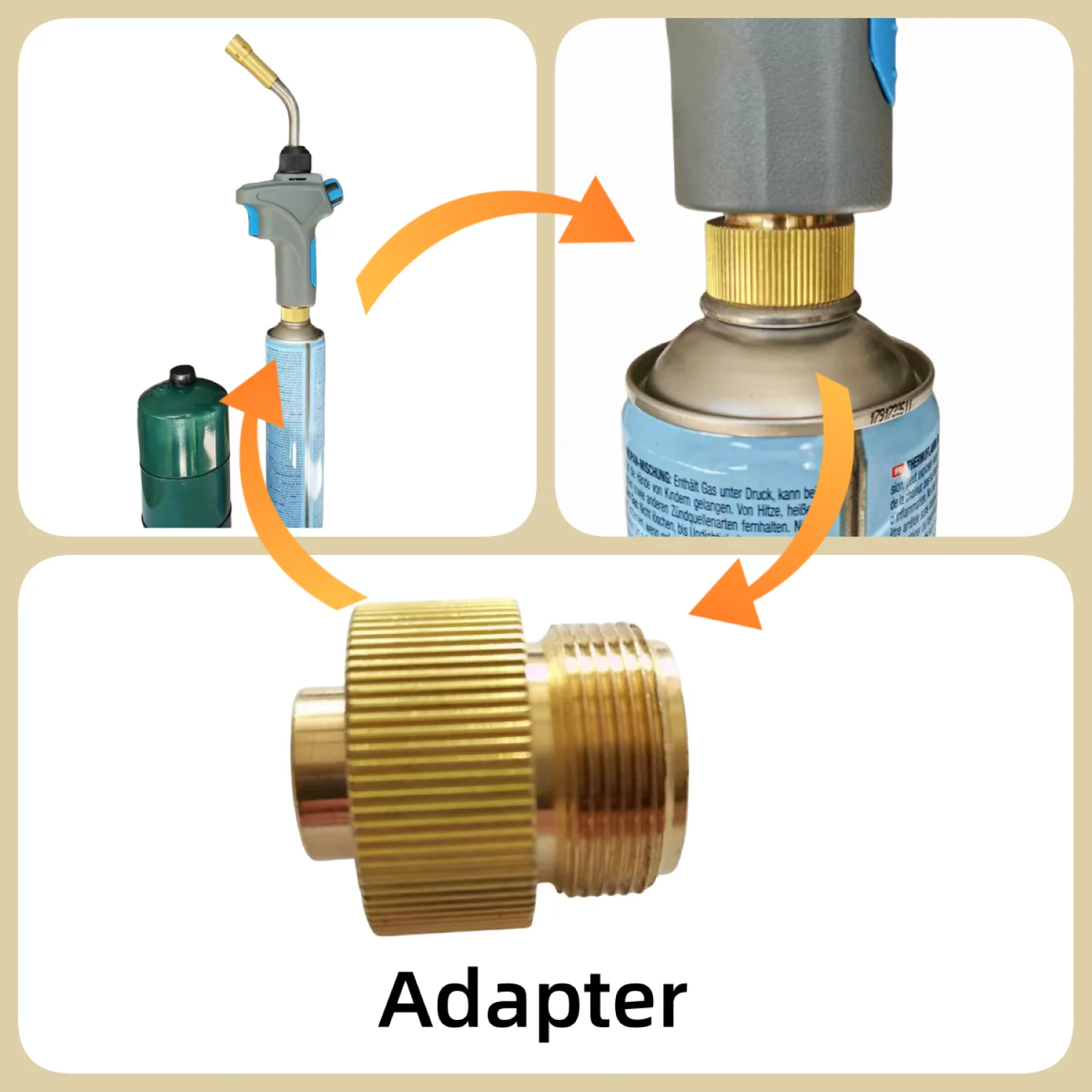 Adaptor Canister Gas Convertor 1"-20 UNF Adapter Lindal Valve Canister to 7/16"-28UNF Propane Tank Welding Torch MAPP Gas Cans
