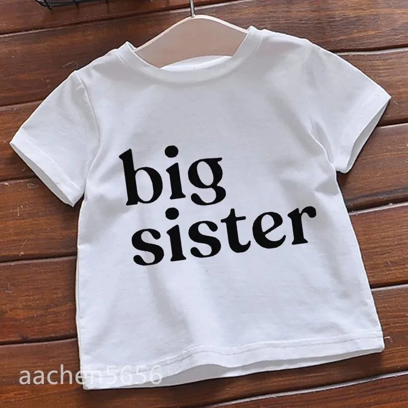 Big Brother Big Sister Kids Summer Girls & Boys Funny Tshirt Children Print T-shirt Fashion Casual Baby White Clothes 5
