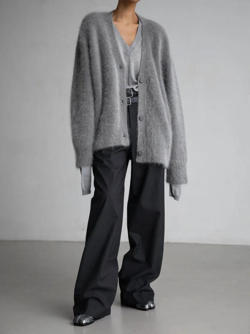 Knitted Cardigan Women V Nekc Loose Long Sleeve Casual Sweater Female 2025 Autumn Winter New Fashion Cardigans Ladies