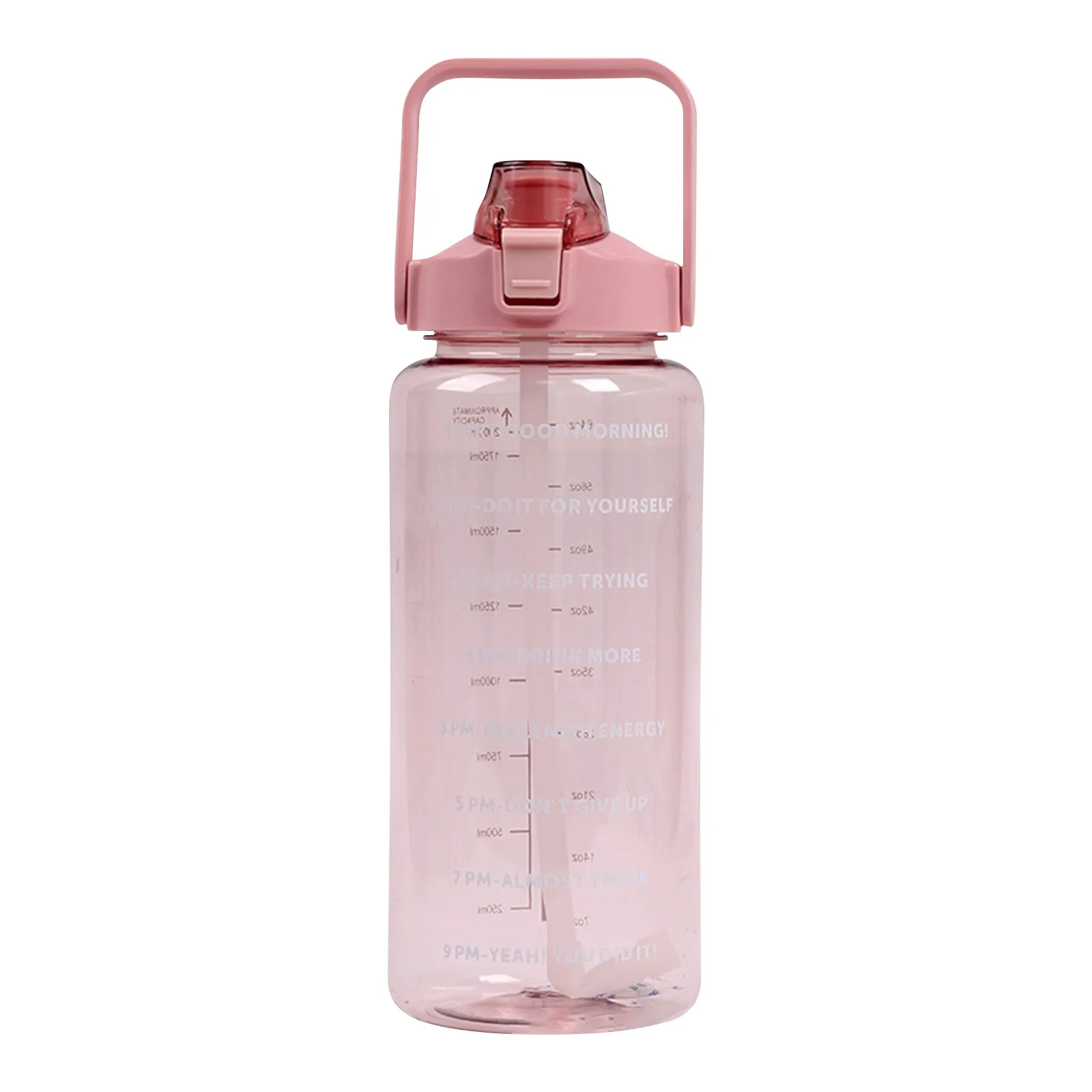 

Large Capacity Plastic Straw 2l Water Bottle B P A Free Innovative 2-In-1 Lid Sports Bottle Camping Drinking Motivational Tools