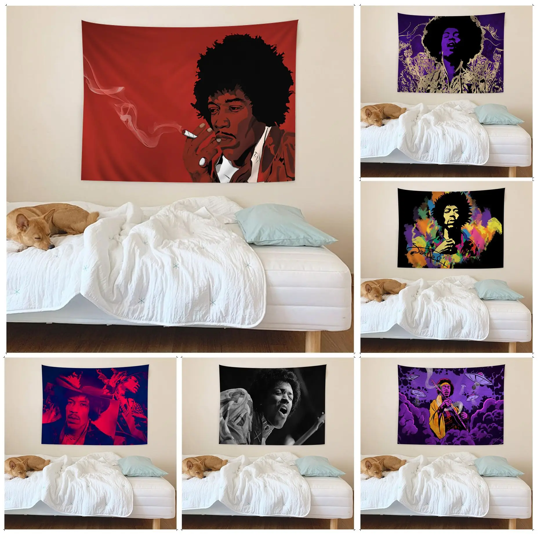 

J-Jimi H-Hendrix Tapestry Cartoon Tapestry Wall Hanging Decoration Household Home Decor
