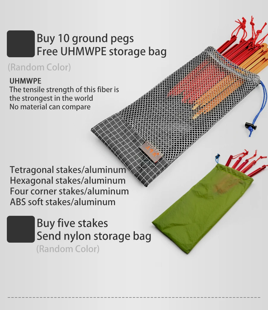 Description Picture 4 of item3F UL GEAR 15.5cm Pegs Aluminum Stakes Nail For Camping Tent Rope Ultralight Tent Accessories 5 pcs Equipment Outdoor Travel
