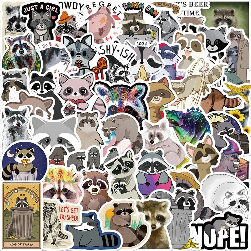 10/30/50PCS Kawaii Racoon Sticker Aesthetic Sketchbook Stationery Laptop PVC Decoraction Scrapbooking School Supplies for Kids