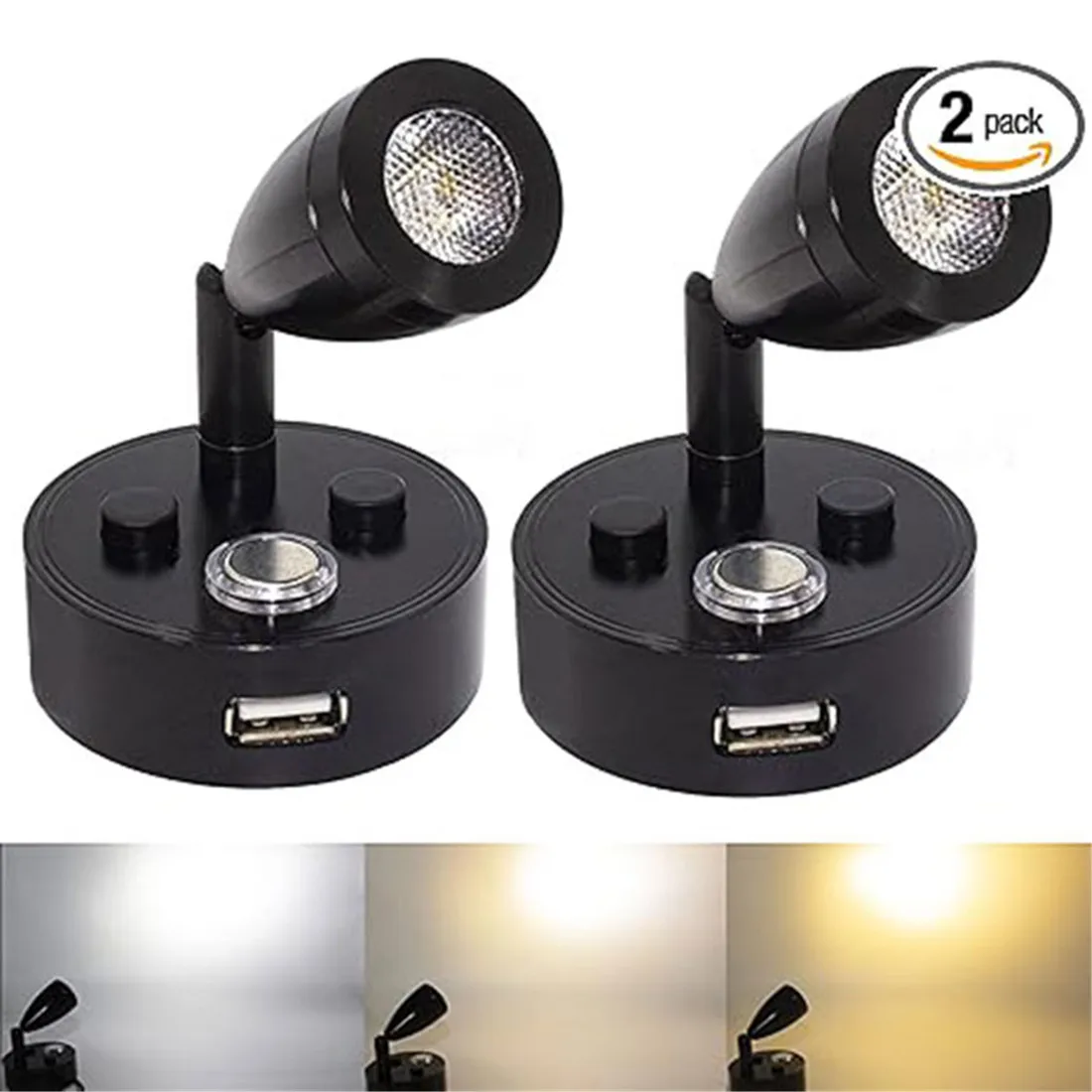 2pcs Pack RV Lights Interior Fixture 12V LED with USB Port RV Reading Light Dimmable Touch Bedside Light for Camper Trailer led light led reading light