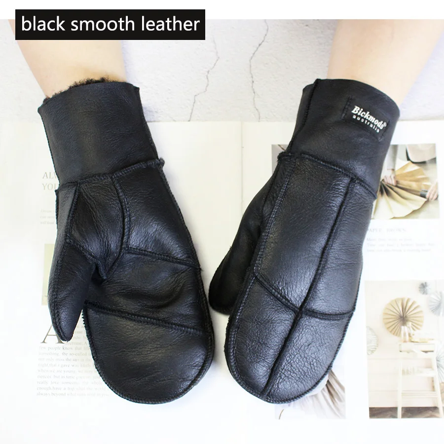 Sheepskin Fur Mittens Women's Ordinary Thick Winter Warm Hand-Stitched Boy Outdoor Windproof Cold Fingerless Gloves