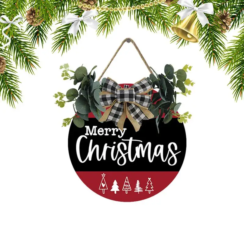 

Merry Christmas Hang Sign Wooden Christmas Wreath Door Hanger Christmas New Year Indoor Outdoor Home Decoration