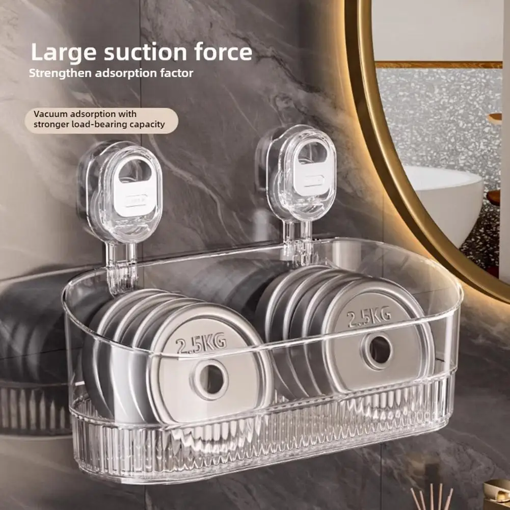 Multi-functional Suction Cup Wall Shelf Perforation Free Drain Kitchen Storage Organizer for Toiletries Bathroom Accessories 3