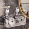 Multi-functional Suction Cup Wall Shelf Perforation Free Drain Kitchen Storage Organizer for Toiletries Bathroom Accessories 3