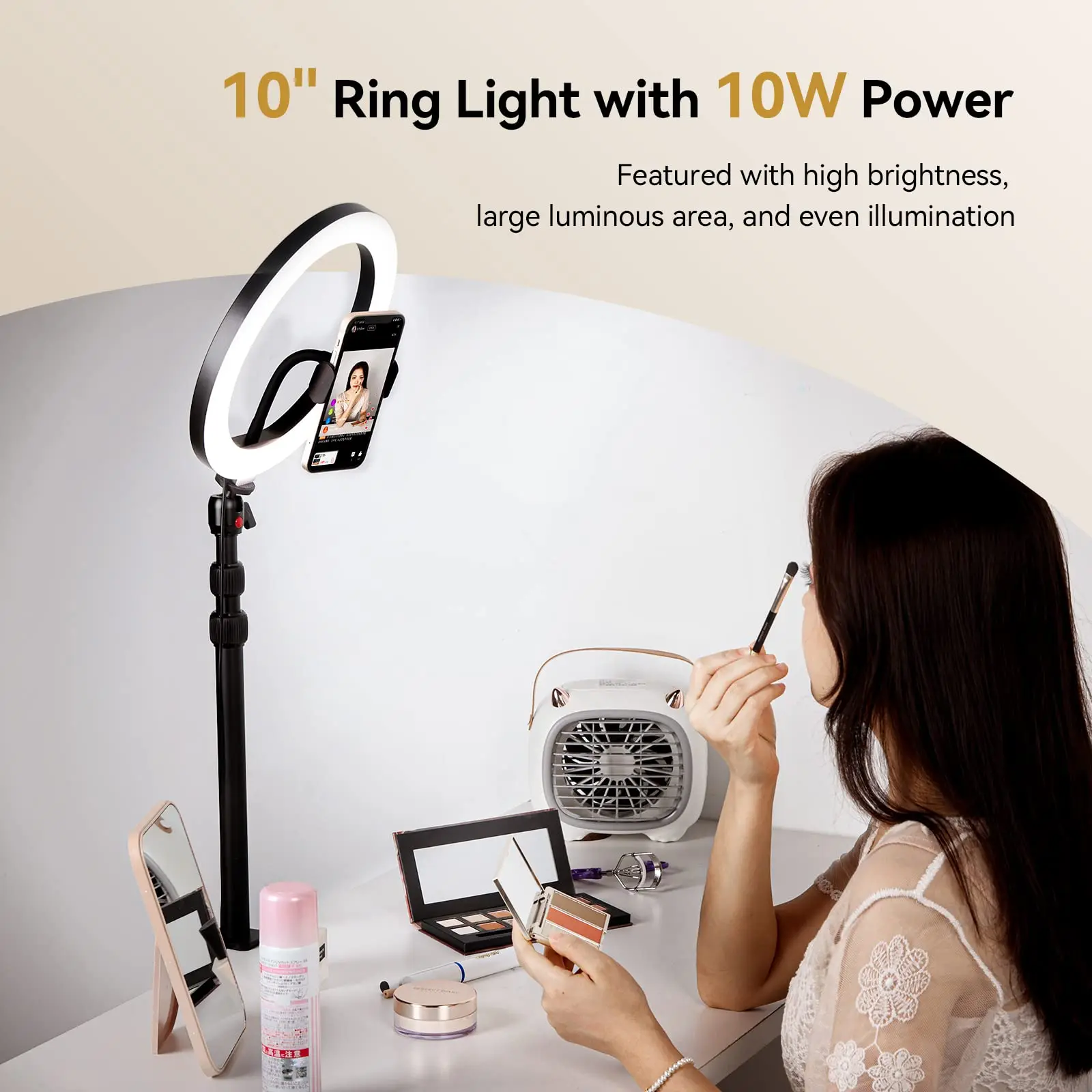 IMPRESSIONS VANITY · COMPANY Selfie Light 10 Inches Tri Tone LED Desktop  Ring Light with Stand Phone Holder, 360 Degree Swivel | Wayfair