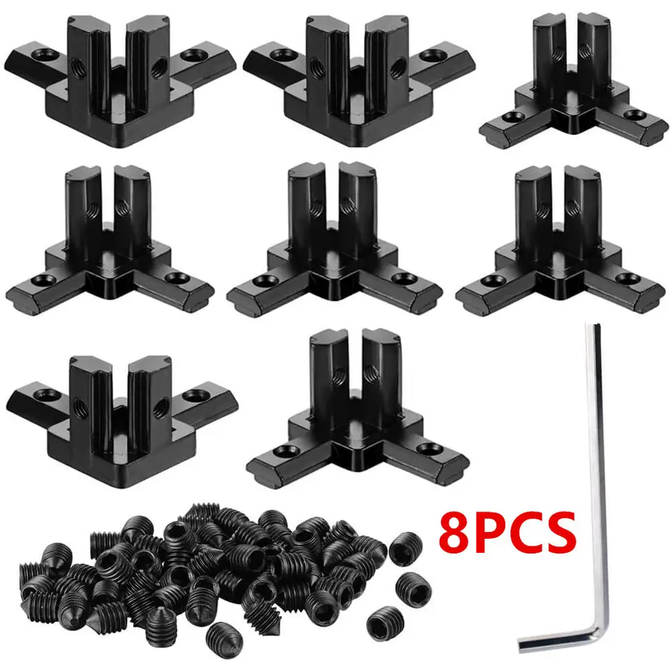 8Pcs Aluminum Profile 90 Degree Corner Bracket, T-slot Interior Connector Joint with Screws Wrench for 2020 Extrusion Frame image 1