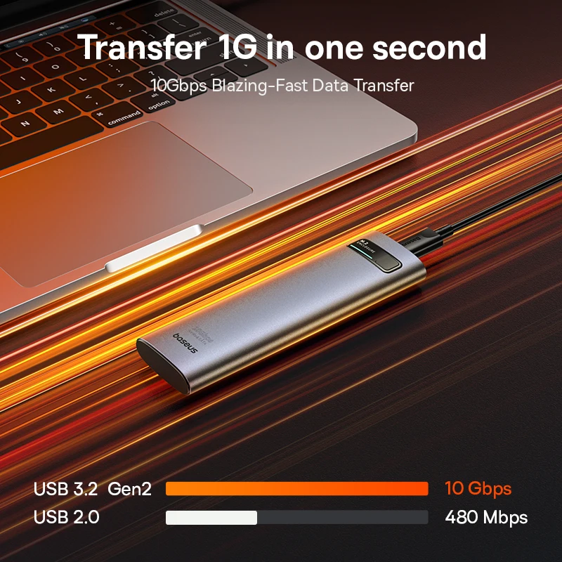 Baseus-case Ssd Nvme Sata de Protocolo Duplo M.2 para Usb tipo c 3.2 Ssd Portátil M.2 Gabinete Sata Nvme pc Externo - Imagem 5