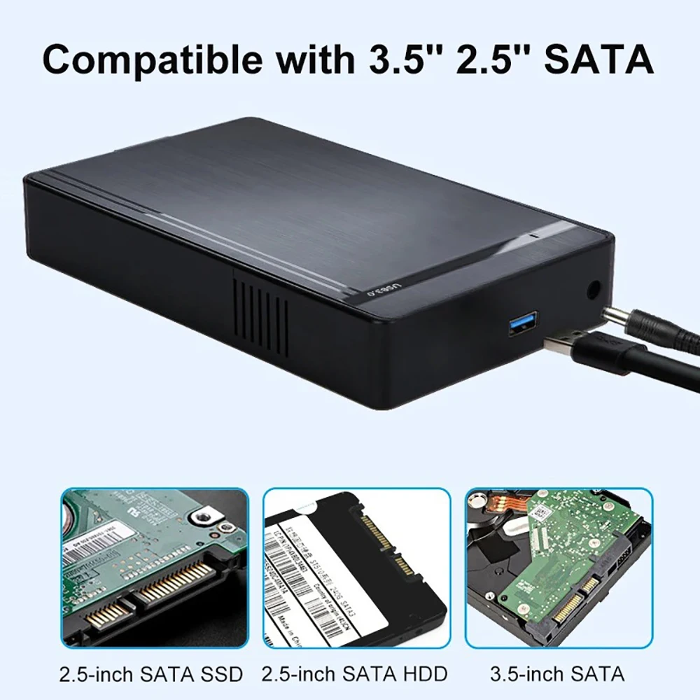 케비두메이 2.5 3.5인치 HDD 케이스 SATA to USB 3.0 하드 드라이브 인클로저 툴리스 외장 HDD 박스 어댑터 (노트북 데스크탑 PC용)
