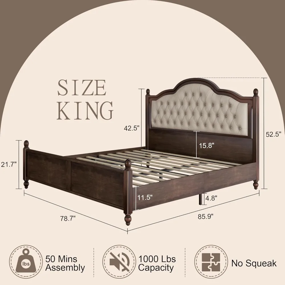 King Size Solid Wood Bed Frame 2