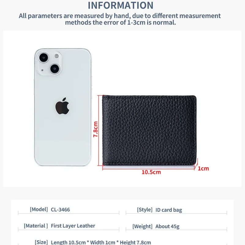 Thin Minimalist Bifold Design Driver's Licence Cover Genuine Leather ID Badge Window Slot Credit Debit Vaccinum Cards Holder