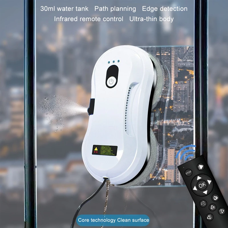 For Outdoor Indoor Window Cleaner Robot with Ultrasonic Water Spray Window Vacuu