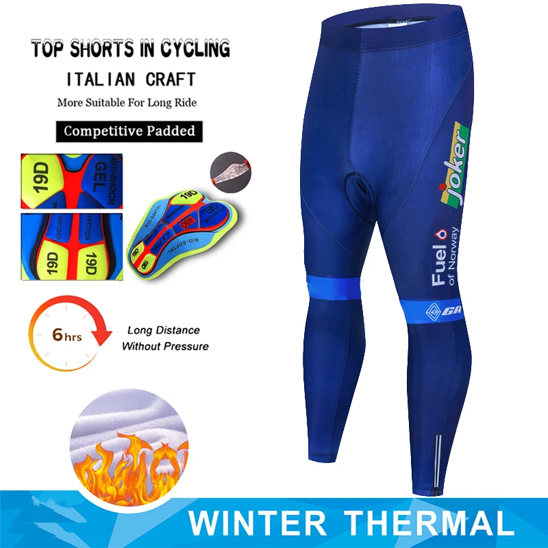 Joker 2025 Cycling Bib Trousers Winter Thermal Mountain Bike Long Pants Breathable Bicycle Tights 19D Gel Pad Shorts Keep Warm