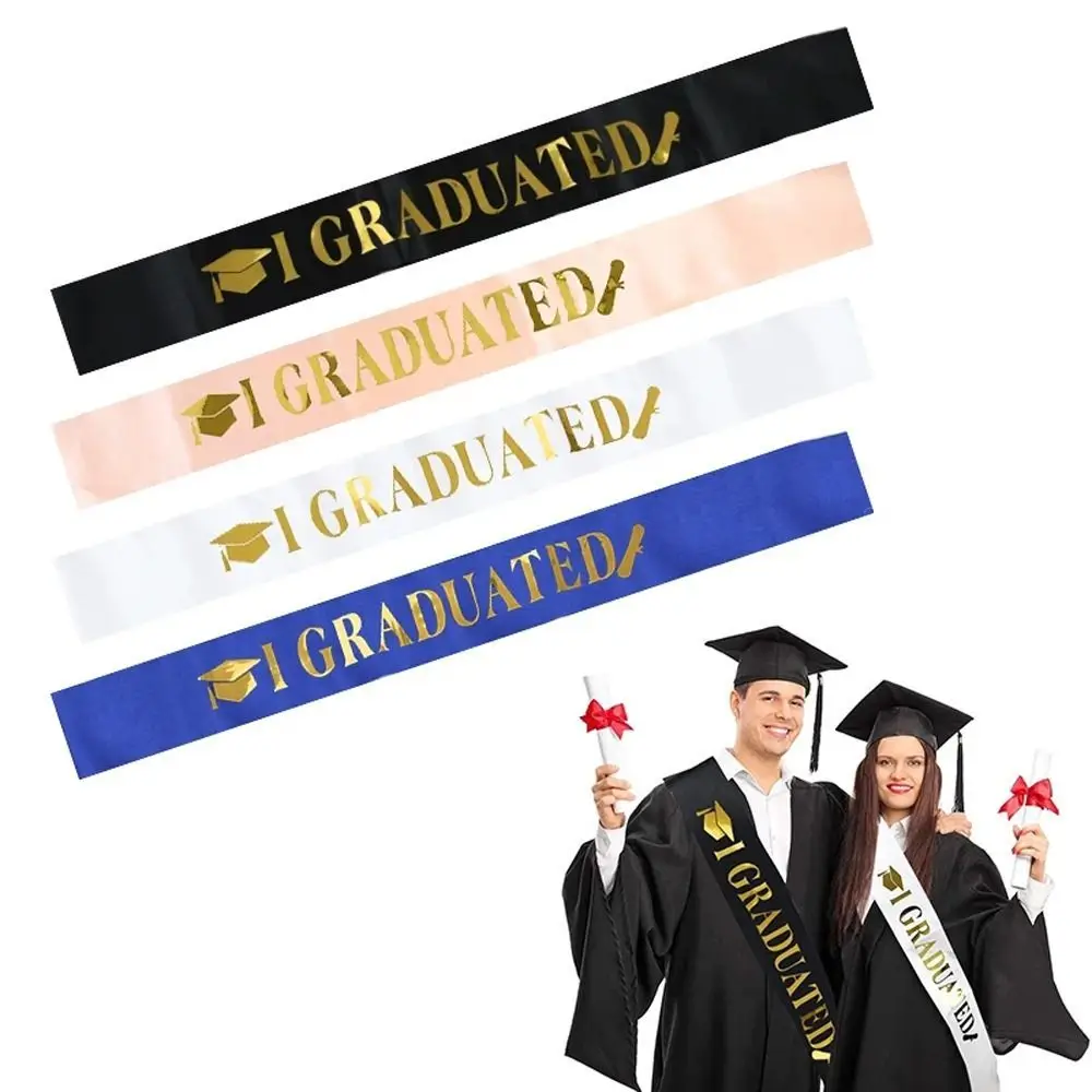 

Straps With Headband Satin Silk Graduated Shoulder Straps Graduation Ceremony Belts Crystal Crown Graduated Sash Sets
