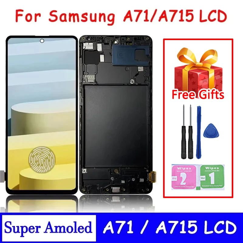 Super AMOLED For Samsung A71 A715 LCD With fingerprint Display