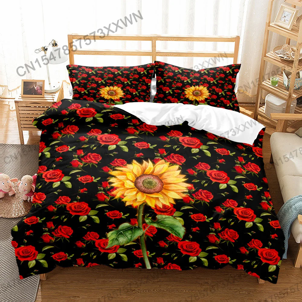 

Sunflower Flower New 2023 Bedding Set 3D Print Duvet Cover Luxury Home Textiles Queen King Size For Adults Kids Girl