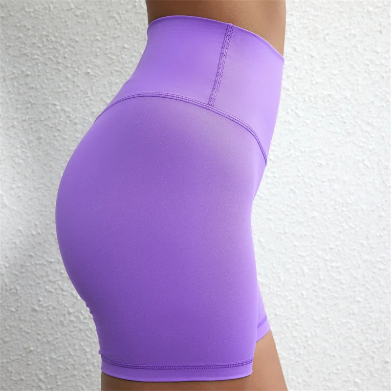 Solid Color Nylon Spandex Women Cycling Sport Short Gym Athletic Tight Short Legging Soft Sweat-Wicking Built-In Pocket