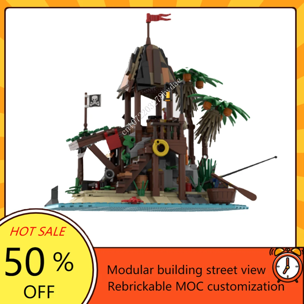 

538PCS Customized MOC Pirate Barracuda Bay Shipwreck Island Model Building Blocks Technology Bricks DIY Assembly Kids Toys Gifts