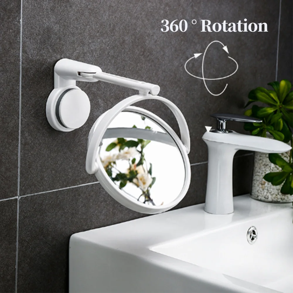 Wall Mounted Folding Arm Extend Bathroom Mirror 3X Magnification Double Side Makeup Mirrors 360 Degree Rotation 2