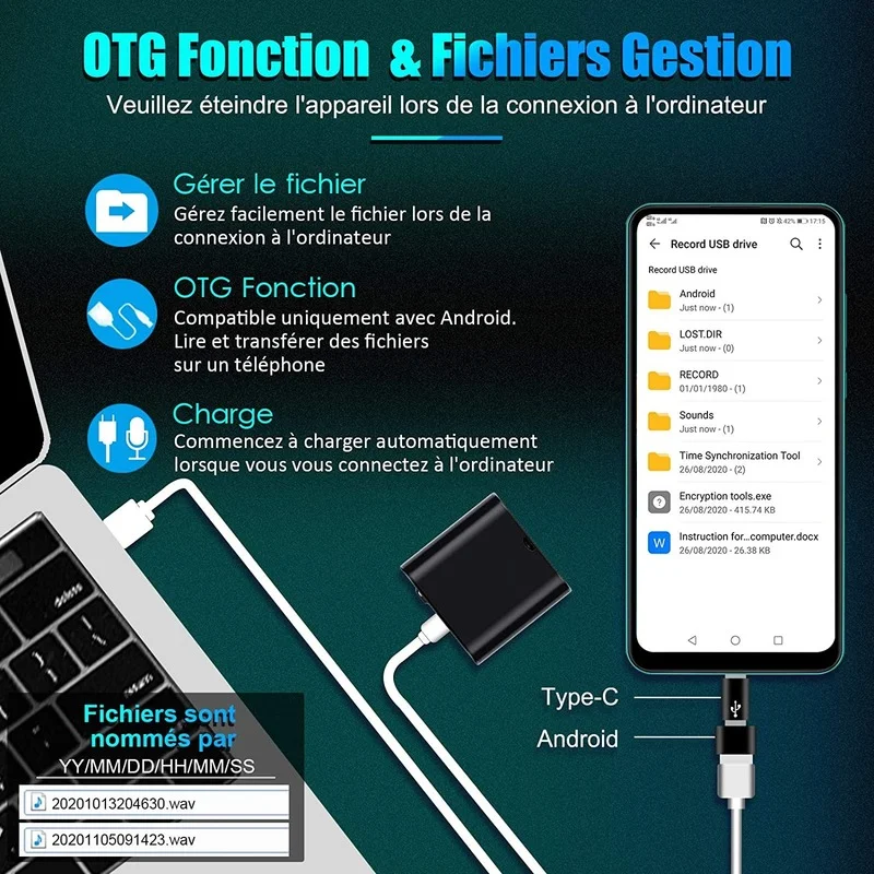 

SRUTON 32GB Mini Digital Voice Recorder Voice Activation One-Touch Recording Listening Device Voice Recorder for Meeting