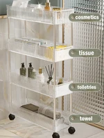 Acrylic Clear Trolley Rack Movable Rolling Utility Cart Narrow Gap Storage Rack with Wheels Bathroom Removable Shelf 2/3/4 Layer 2