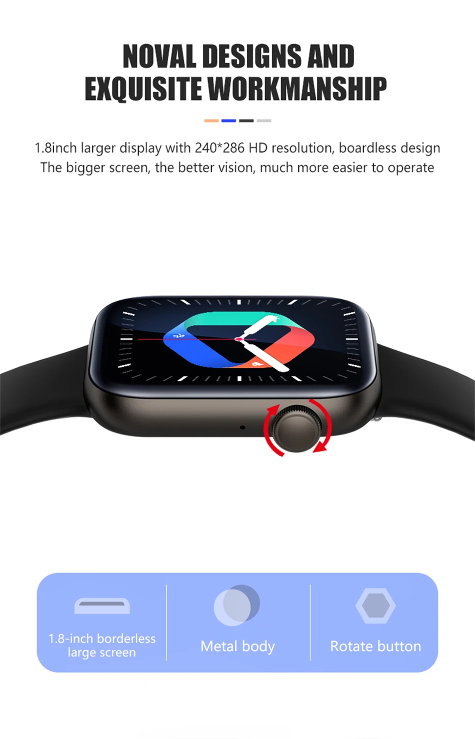 2022 New Bluetooth Answer Call Smartwatch Men 1.8inch Smart Watch Women DIY Dial Sleep Tracker for Android iOS Phone Smart watch