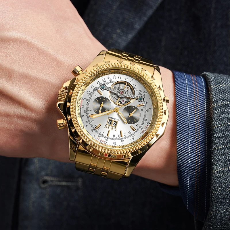 LIGE Watch for Men Luxury Automatic Mechanical Watch Tourbillon Waterproof Date Men Wristwatch Stainless Steel Watches mechanical watch