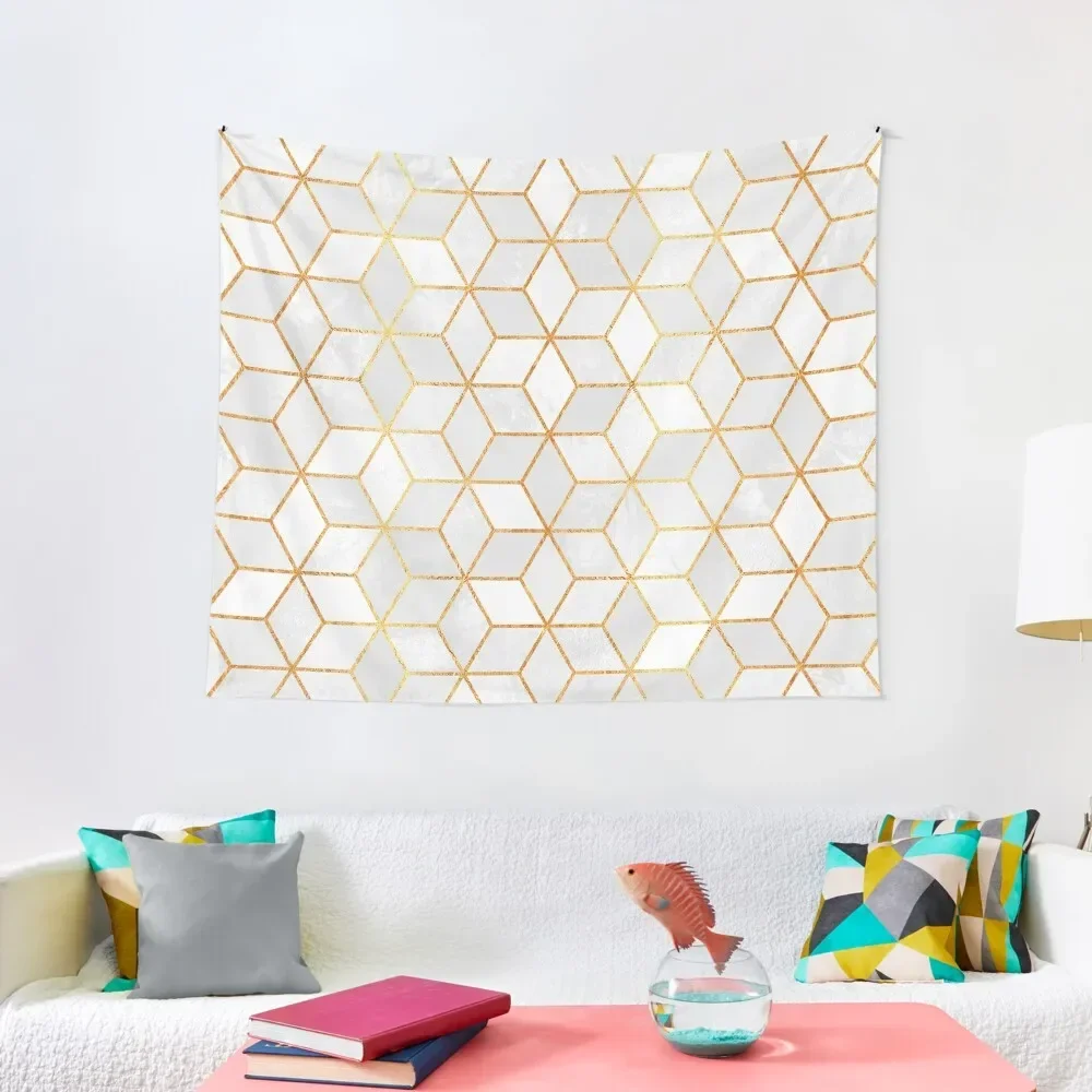 

White Cubes Tapestry For Bedroom House Decor Wall Coverings Tapestry