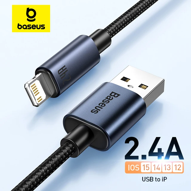 Baseus-كابل USB لهاتف آيفون ، 2.4A ، شحن سريع ، مزامنة البيانات ، شاحن هاتف ، سلك سلك ، آيفون 13 ، 12 ، 11 ، برو ، ماكس ، 8 ، X