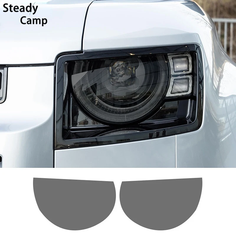 

2 Pcs Car Headlight Protective Film Front Light Transparent Smoked Black TPU Sticker For Land Rover Defender L663 2020 2021 2022