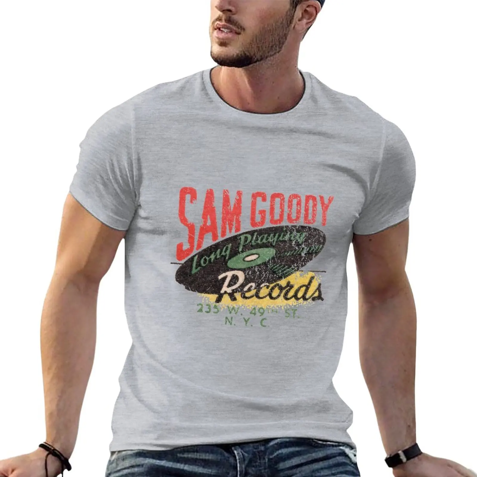 

Новинка, футболка Sam Goody отчеты, короткая футболка с графическим рисунком, футболка большого размера, Мужская футболка