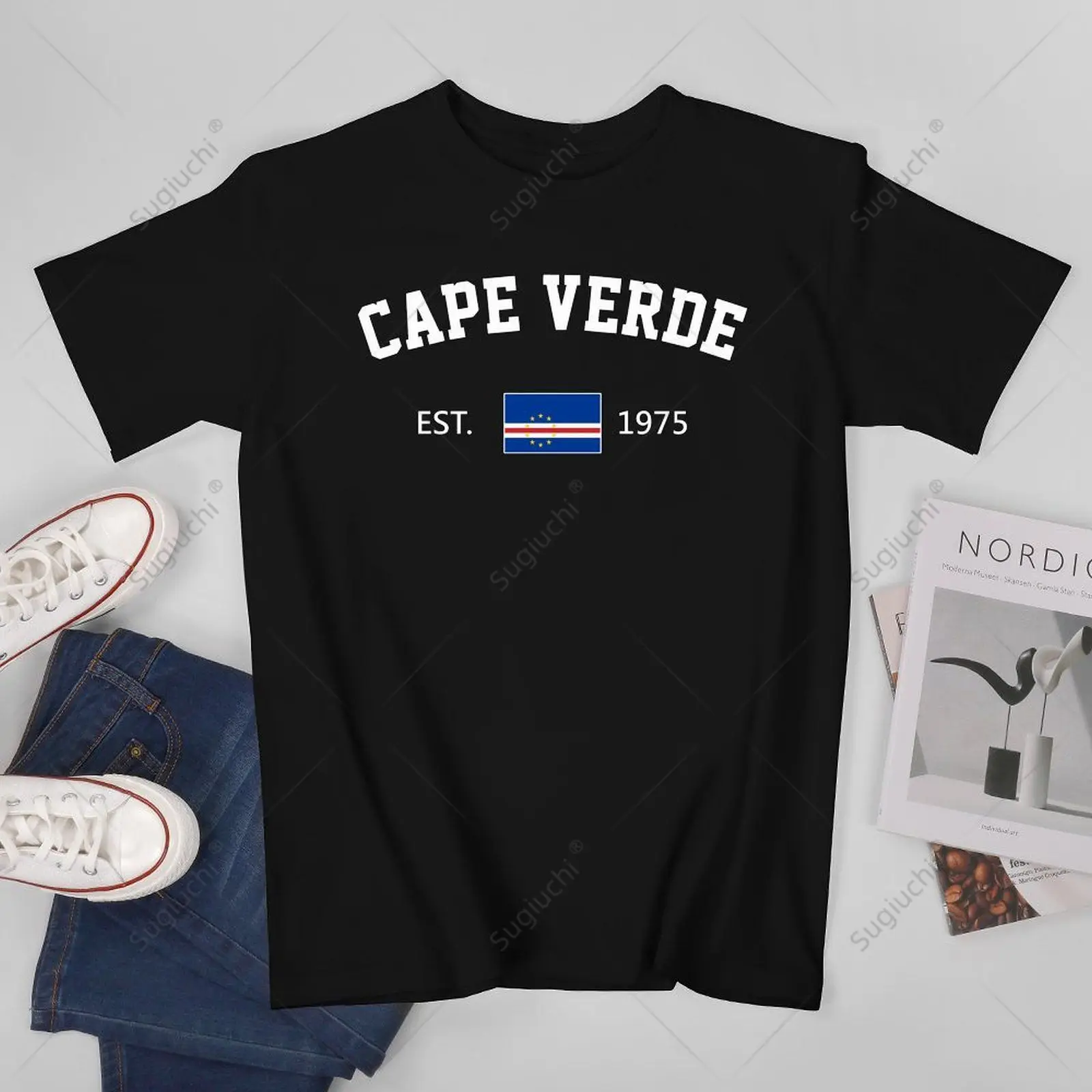 

Unisex Men Cape Verde EST.1975 Independence Day Tshirt Tees T Shirts Women Boys 100% Cotton T-Shirt