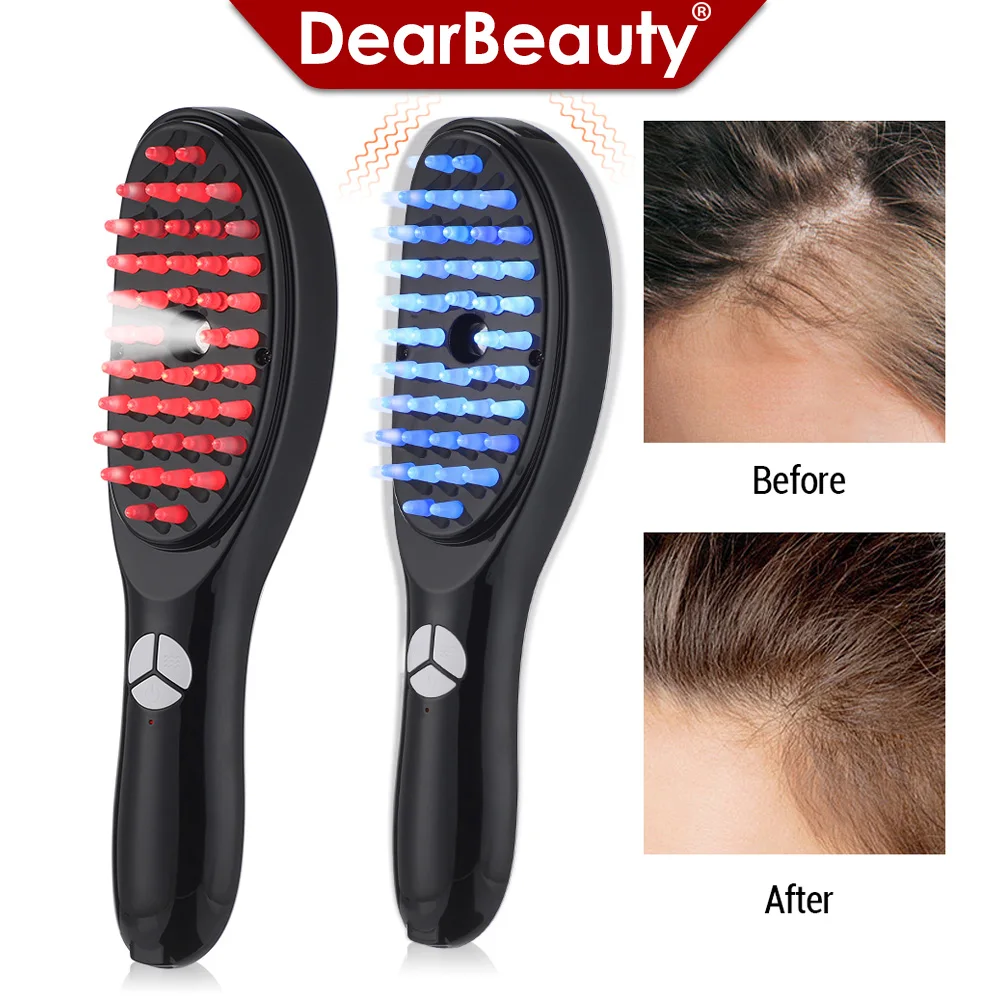 Electric Massage Comb with Blue Red Light Therapy for Hair Growth