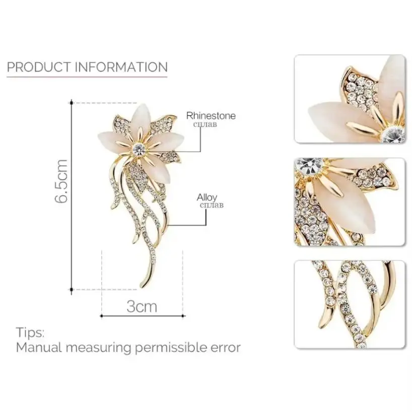 1 Pcs Crystal Flower Brooch Imitation Pearls Rhinestones Bridal Wedding Banquet Gift Jewelry Accessories Gifts Fashion 브로치