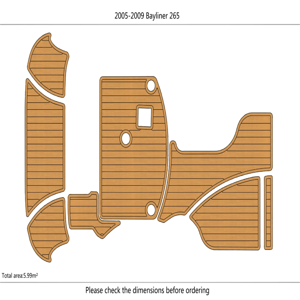 

2005-2009 Bayliner 265 swim platform &cockpit 1/4" 6mm EVA teak FLOOR SeaDek MarineMat Gatorstep Style Self Adhesive