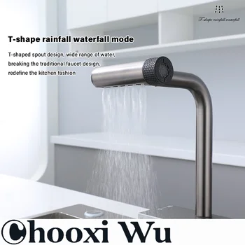 ก๊อกน้ําสแตนเลสแบบดึงออกในครัว, พวยกามัลติฟังก์ชั่น, การควบคุมคู่ร้อนและเย็น, แกนวาล์วเซรามิก 2