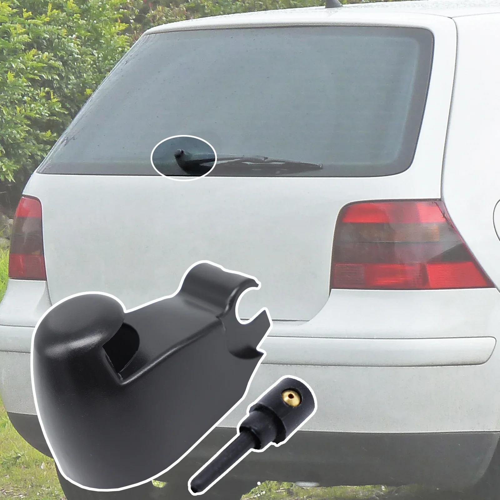 Rear Windscreen Wiper Arm Cover Cap with Jet Nozzle