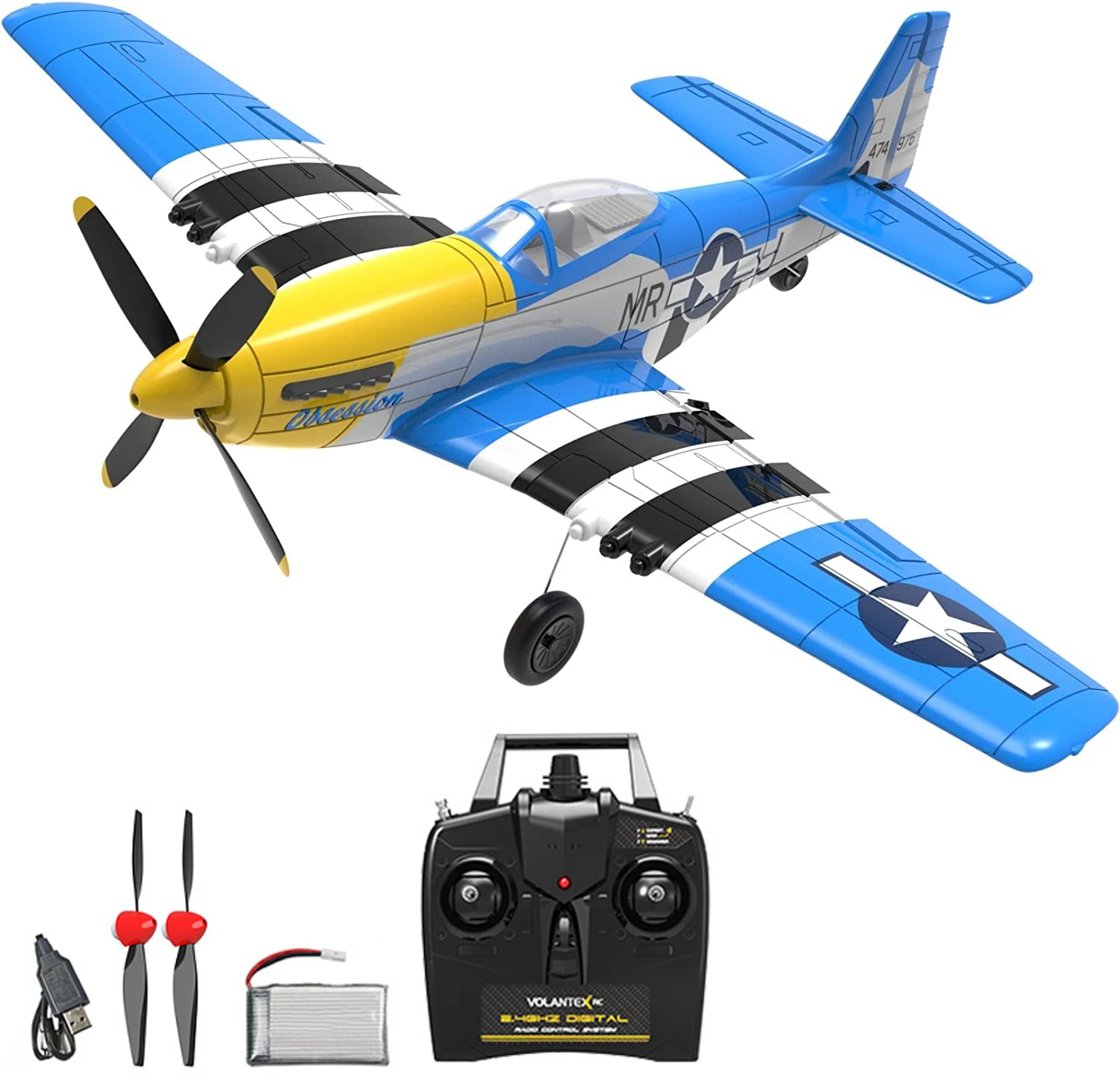 

Volantex RC Plane EPP 400mm P51D Mustang /F4U Corsair 4-Ch 2.4G 6-Axis RTF Airplane With Xpilot Stabilizer RC Plane