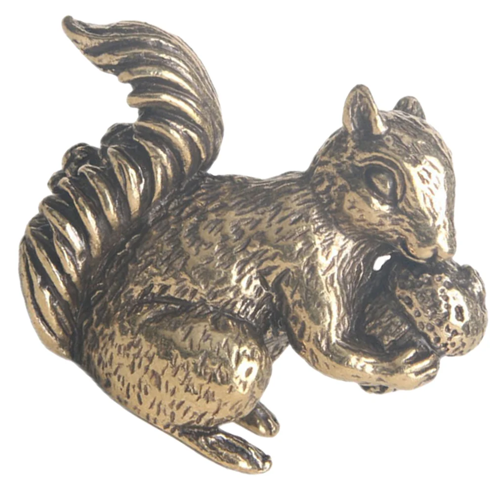 

Mini Animals Brass Squirrel Desktop Ornament Sculpture Adornment Artificial Simulation Decor Vintage Style Office