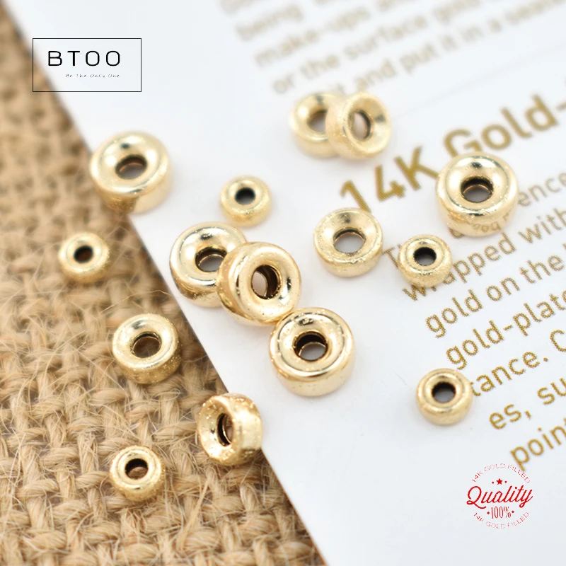 14K Gold Filled Donut Beads Tire Beads,Wheel Beads for Jewelry Making Handmde Accessories Tarnish Resistant Jewelry Findings