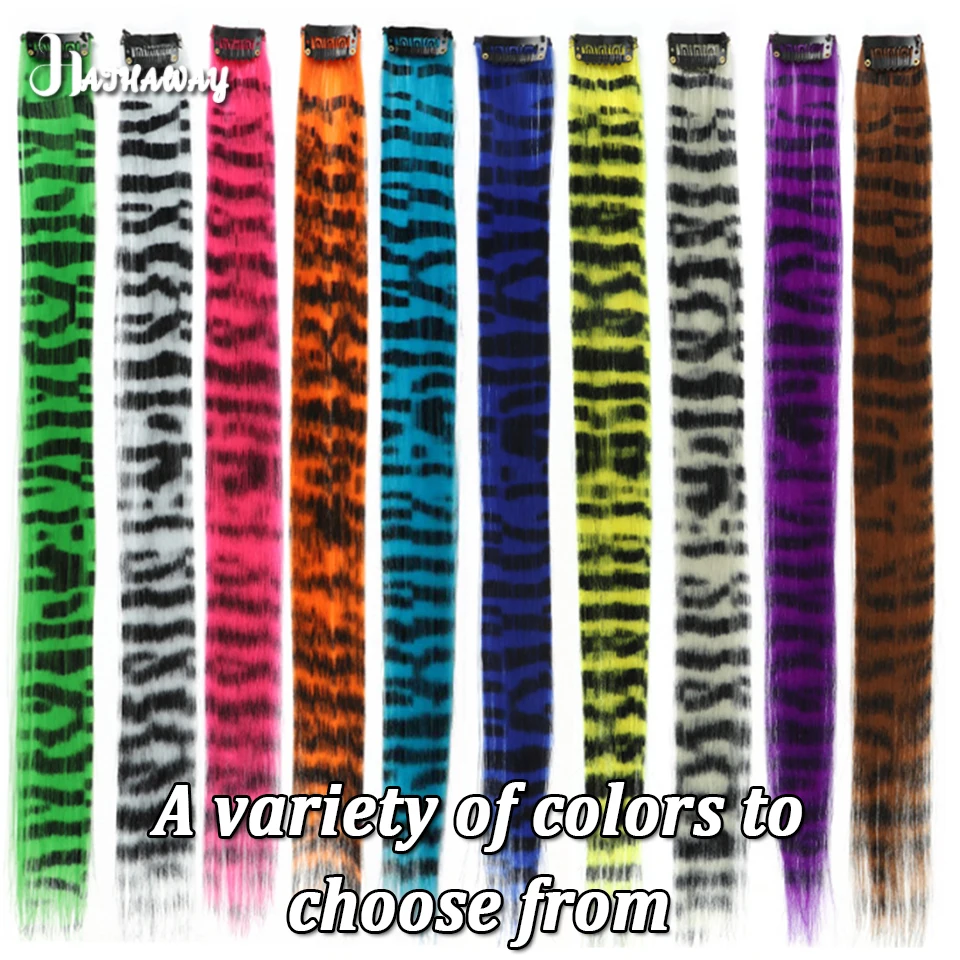 Color Hair Patch BB Clip Leopard Wig Synthetic Colored Silk Hanging Ear Dyed Long Straight Hair Pad Invisible Stripe Wig