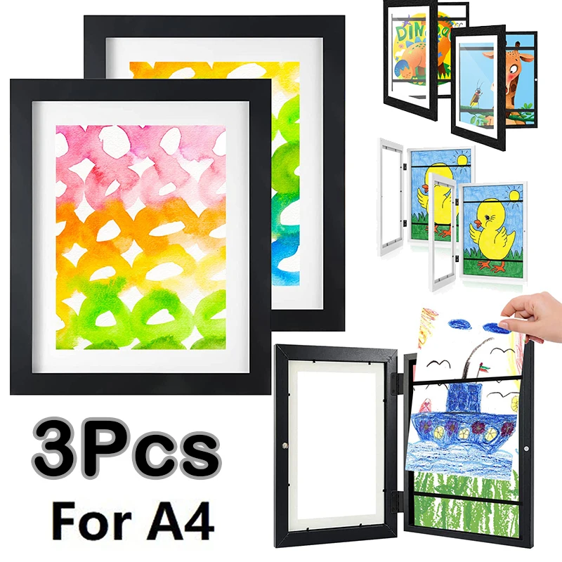 Marco de madera para pintura, soporte para fotos, dibujo infantil en la  pared, almacenamiento de arte, decoración del hogar, estilo de galería -  AliExpress